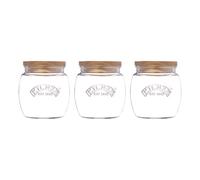 Set of 3 Universal Jars with Wooden Lid glass