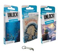 Set of 3 Unlock Short Adventures Ascension + Heart Of The Ocean + Sherlock Holmes Head + 1 Bottle Opener - Board Game - 1 to 6 Players - Ages 10+ - 30 Minutes