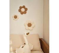 Set of 3 velvet flowers beige