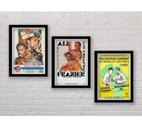Set of 3 Vintage Muhammad Ali Boxing Poster Prints Wall Art - 3x A4 Poster - Triptych rolled in tubes BensArt Triptych set 3 Three Stretched Mounted Multi Panel Wall Art Classic Picture Arts Abstract