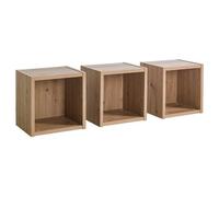 Set Of 3 VITRUVIA Cubes And 3 Wall Shelves Oak