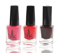 (Set Of 3) Vivien Kondor London 11ml Vegan Nail Polish High Shine Nail Colour Trio | Halal Breathable Nail Polish Varnish Water Permeable Nail polish Quick Dry - Amaranth Pink + Bittersweet + Crimson