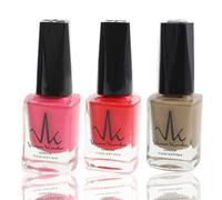 (Set Of 3) Vivien Kondor London 11ml Vegan Nail Polish High Shine Nail Colour Trio | Halal Breathable Water Permeable Nail polish Quick Dry - Amaranth Pink + Bittersweet + Rose Gold
