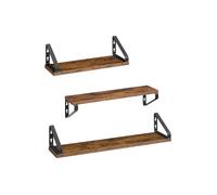 Set of 3 Wall Shelves, Rustic Brown + Matte Black / Set of 3(40/50/60 cm)