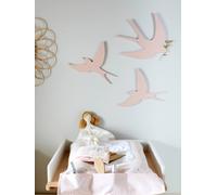 Set of 3 Wall Swallows light pink