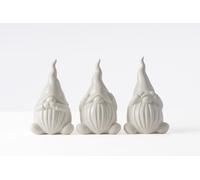Set of 3 White Christmas Gonks - Hear No Evil, See No Evil, Speak No Evil - Nordic Gnome Shelf Decorations for Holiday Home Decor or Winter Gifts