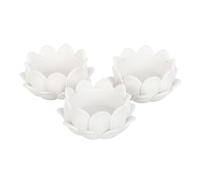 Set of 3 White Lotus Flower Tealight Holders | Home Decor Accessories