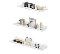 Set of 3 White Wall-Mounted Floating Ledge Shelves