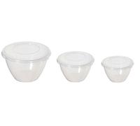 Set Of 3 Whitefurze Microwave Plastic Pudding Storage Bowls & Lid 2L 1.2L 0.6L