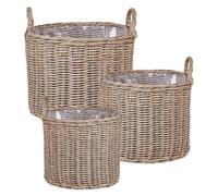 Set of 3 Wicker Planters PENDULA 33/37/45 cm PE Rattan Natural