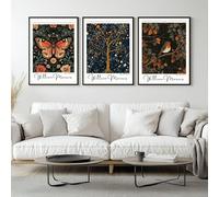 SET OF 3 William Morris Butterfly Tree Robin Bird Print, Botanical Dark decor, Mid century poster, Flower Market nature illustration, Art Nouveau home decor (A3 - Set of 3 - Print only)