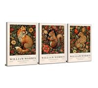 Set of 3 William Morris Wall Art Vintage Rabbit Fox Squirrel Wall Decor Colourful Flower bouquet Pictures for Living Room Wildlife Animal Wall Painting Artwork for Bedroom Home Decoration 40x60cm
