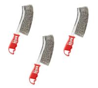 Set of 3 Wire Brush Set,Stainless Steel Crimped Wire Scratch Brush,Long Handled Brass Coated Wire Brush for Cleaning Rust, Paint and Welding Slag