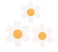 Set of 3 Wooden Daisy Wall Decorations, White Flower Hanging Plaques in 25cm, 22cm, and 20cm Sizes, Rustic Homestay Style Art, Ideal-for Nursery, Bedroom, Living Room and Cozy Home