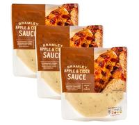 Set of 3 x 200g Bramley Apple & Cider Ready-To-Use Sauce Pouches, With Somerset Cider & Dijon Mustard, Perfect with Pork - 600g