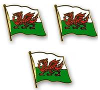 set of 3 x Flag of Wales Pin Badges