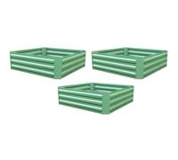 Set of 3 x Metal Raised Vegetable Beds in Green (100cm x 100cm x 30cm)