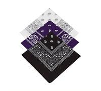 Set of 3 x Paisley Bandana Scarf/Neckerchief/Headscarf/Bandanna Headband for Men,Ladies,Kids,Boys & Girls Ideal 4 Dressing up,Partying,casual clothing dressing (White,Purple,Black)