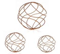 Set of 3 - XL Large & Small - Rusty Metal Garden Spiral Balls
