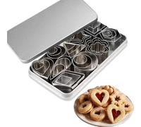 Set of 30 Mini Cookie Cutters, Geometric Biscuit Cutters, Stainless Steel Cookie Cutter for Christmas and Birthday, Cake Decorations, Sugar Cakes and Biscuits