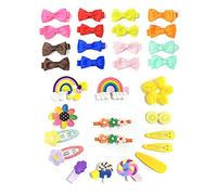 Set of 30 Pcs Baby Hair Clips, 16 Pcs Small Bows/14 Pcs Yellow Rainbow Hair Clips, Colorful Mini Hair Clips, Small Bow Clips for Babies and Toddlers