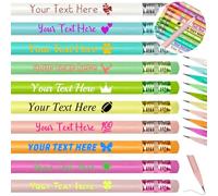 Set of 30 Personalised Pencils Bulk Custom Pencils Imprinted with Your Name Text Logo Customised Printed #2 Triangular Pencil Back to School Supplies Gifts for Kids Students Teachers