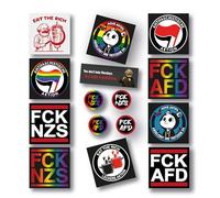 Set of 30 Stickers Against Right I 2 x 15 Designs Mix I FCK NZS AFD Rainbow | Left Political Stickers Antifascist Action I ADHD Distracted and Still Being I Antifascist I Tax Eat the Rich