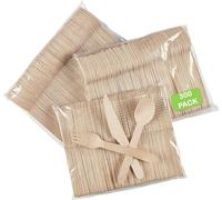 Set of 300 Premium Quality Disposable Wooden Cutlery Spoons Forks Knives Set Biodegradable Eco Friendly 100% Birch Wood Occassions Wooden Cutlery Set