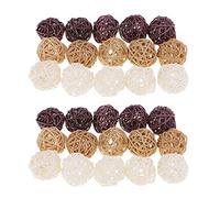 Set of 30pcs 3cm Rattan Wicker Balls Colors for Home Wedding Party Rustic Decorations, Vase Fillers, Bird Toys