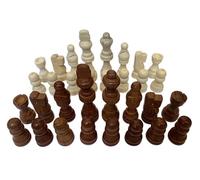 SET OF 32 CHESS PIECES MEN IN BROWN AND CREAM Age 5+