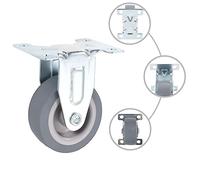 Set of 32 Fixed Castors 50 mm TPR Rubber with Zinc-Coated Iron Frame 35 kg Load Capacity per Roll for Workshop Transport Trolley and Warehouse Use Silent and Floor-friendly