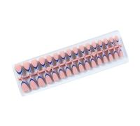 Set of 32 Reusable Stick On Nails with French Tips, Short Almond Tips, Easy Nail Extensions of Various Skin Colors, Fraud Nails