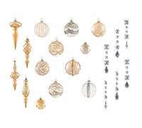 Set of 35 Baubles BLING Glass Gold