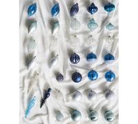 Set of 35 Baubles SNOWFALL Glass Blue