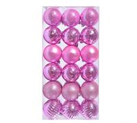 Set of 36 Christmas shatterproof plastic ball ornaments for tree wreath and holiday party decorating lightweight (pink)
