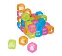 Set of 36 Ice Cubes Reusable XXL Size Plastic Party Drinks Transparent Colourful