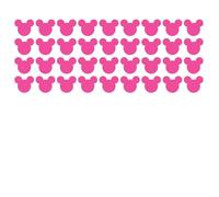 Set of 36 MICKEY MOUSE EARS wall art sticker decal, for baby boys, girls nursery, kids bedroom, laptop, PINK, 2 x 2 INCH (58 x 50mm) each
