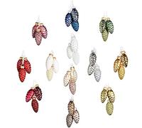 Set of 36 Mixed 12 Colors Christmas Small Pine Cone Glass Ornaments,Hanging Ornaments for Christmas Tree Decor,Christmas baubles,Xmas Gifts for Friends-36PCS/1" x 2.2"
