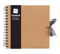 Set of 3D Sticker Pack and Tallon Kraft Small/Medium/Large Square Scrapbook- Quality Brown Kraft Paper Scrapbook with Ribbon (Medium 20cm x 20cm - 50 Sheets)