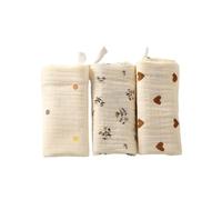 Set of 3pcs Baby Square Towel Small Washcloths Soft Absorbent Burp Cloths 4-Layer Bib for Newborns Gentle Face Towel Burp Cloths