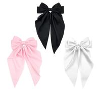 Set Of 3pcs Fashionable Fabric Hair Barrettes Big Ribbon Clip For Women Girls Prom Party Hairstyle Enhancement Large Ribbon Bowknot Clip