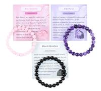 Set of 3pcs Natural Crystal Bead Bracelet for Women, Healing Stone Chakra Stretch Beaded Bracelets Anxiety Relief Bracelet