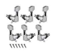 Set of 3x3 Tuning Pegs Acoustic Guitar Machine Heads Tuners Keys 3L3R,Chrome/Black(Chrome 3L3R)