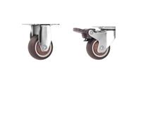 Set of 4 1.5" Rubber Caster Wheels No Noise Mini Swivel Casters for 2 Fixed & 2 Brake Smooth Rolling Casters for Cabinet & Use