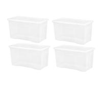 (Set of 4) 110L Clear Plastic Storage Box & Lid Extra Large Organizing Container