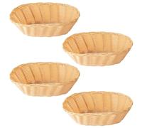 [Set Of 4] 23cm Oval Light Brown Poly-Rattan Basket