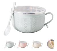 Set of 4 25-Oz Mug Meals w/Lid-Its, Large Soup Mugs with Handles and Lids, Microwave-Safe Meal Mugs for Soups, Stews, Noodles, Coffee, Holiday & Set (Blue 1Pcs)