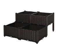 Set of 4 26L Garden Raised Bed Elevated Patio Flower Plant Planter Box PP Vegetables Planting Container