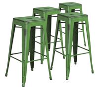 Set Of 4 30" Green Metal Bar Stools Galvanised Steel Ready Assembled FWStyle Green One Size