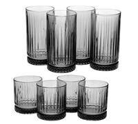 (Set of 4 335ml & 4 450ml Grey) Elysia Coloured Glasses Sets Whiskey Tumblers